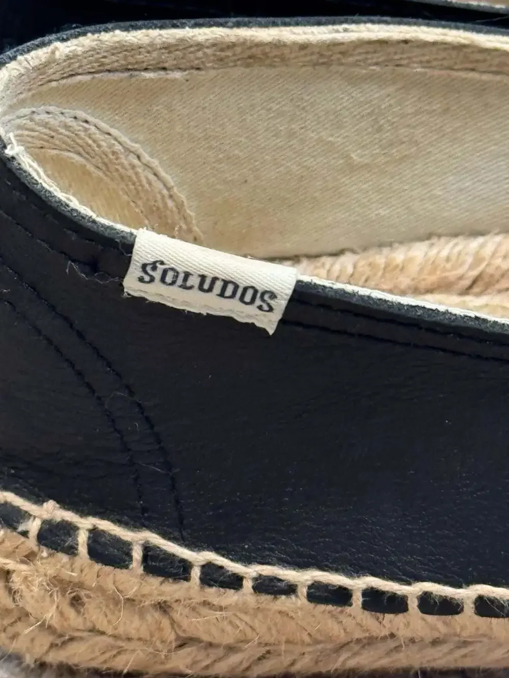 Soludos Women's Leather Smoking Slipper Espadrilles, Black